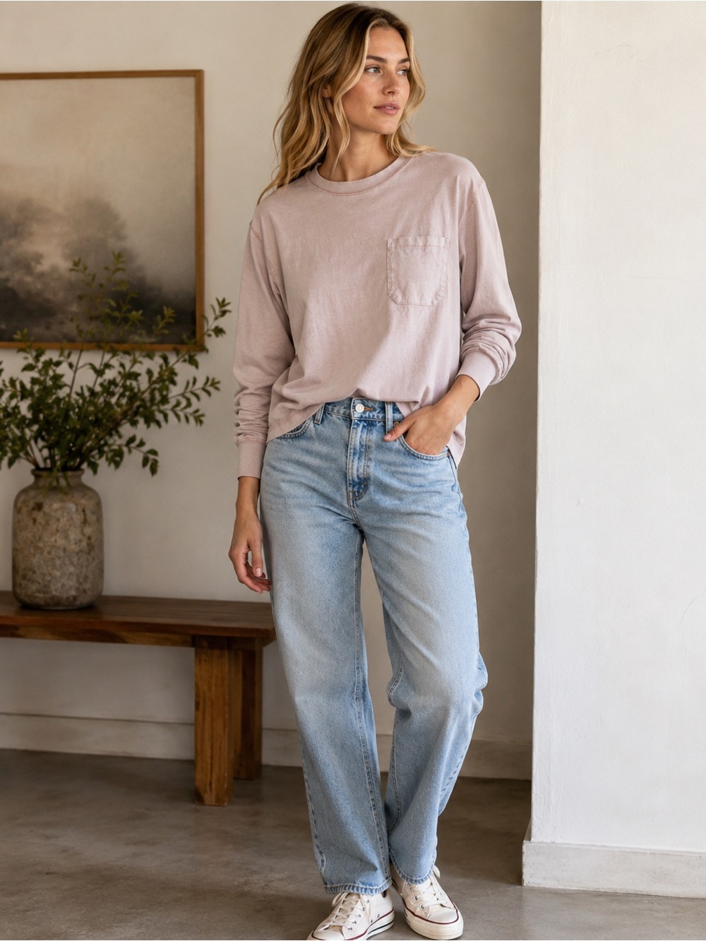 Goodfellow & Co long sleeve Pink Knit Shirt.